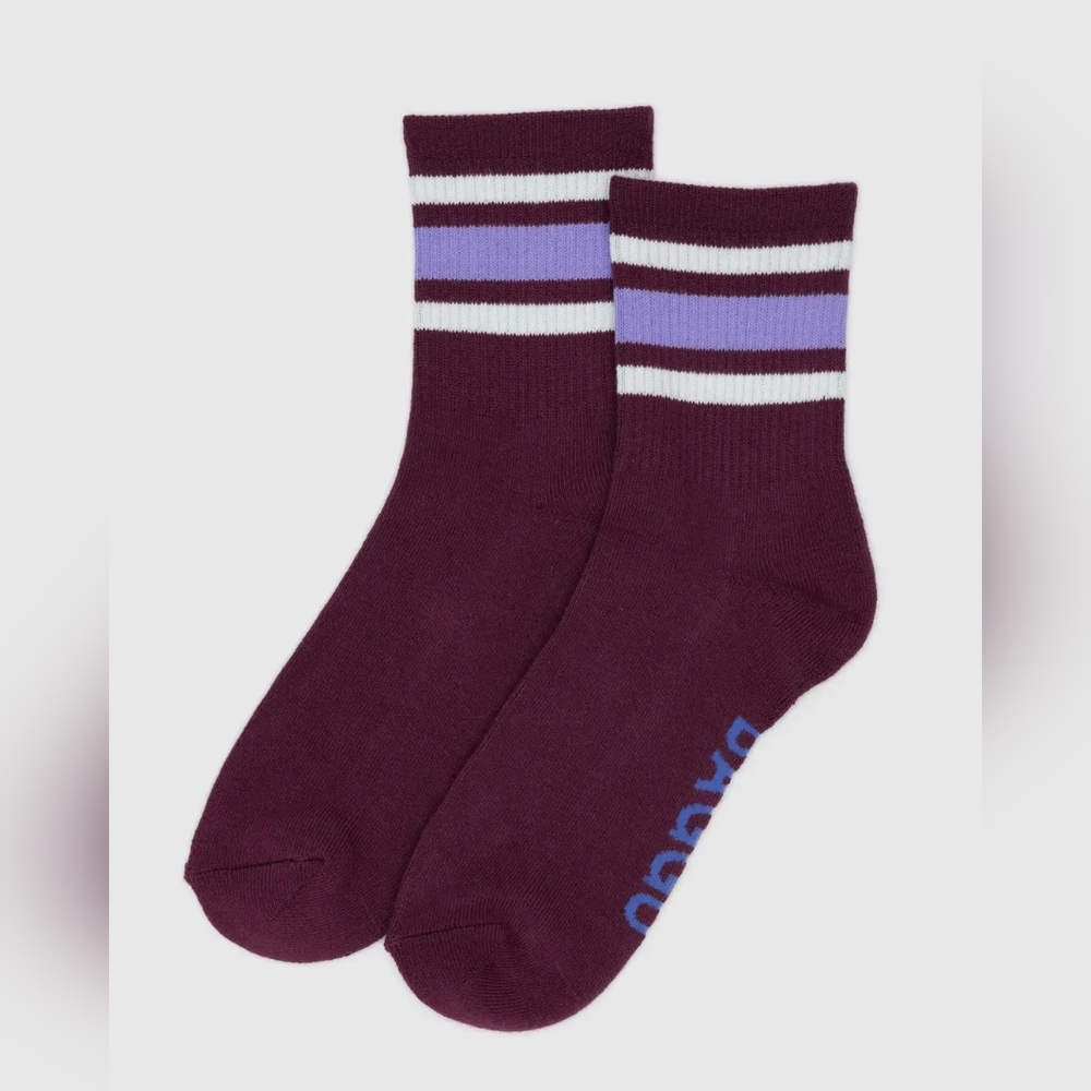 Baggu Ribbed Sock (Striped Mahogany)